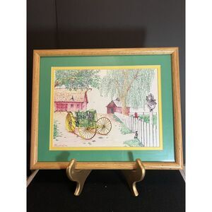 John Deere/Huber Inspired Pencil  Drawing Sketch Framed Signed Crawford #2